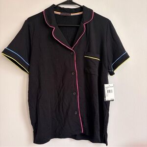 P.J. Salvage Black Shirt with Pink and Yellow Accents